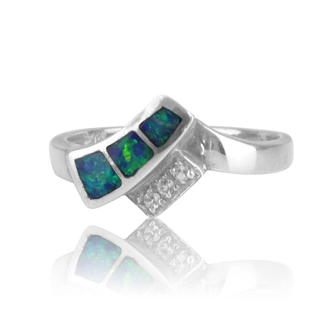 Sterling Silver Opal inlay ring - Masterpiece Jewellery Opal & Gems Sydney Australia | Online Shop