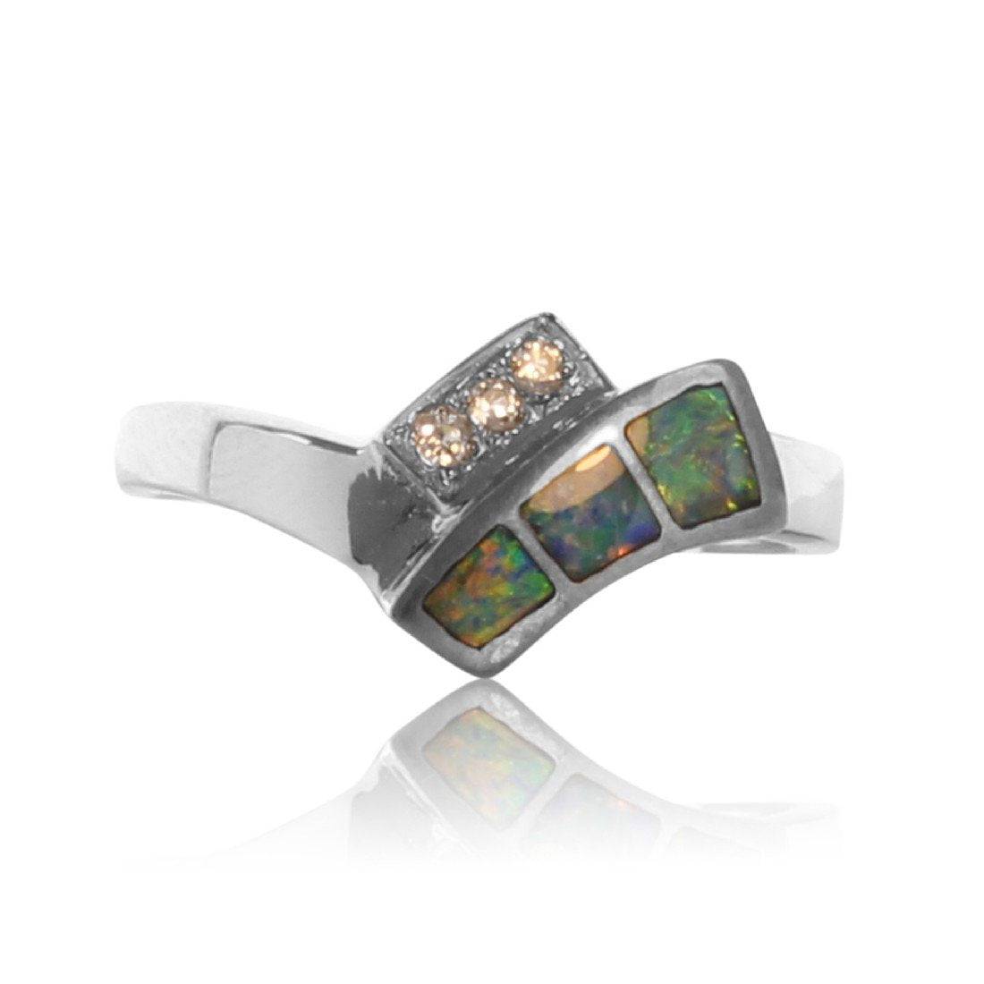 Sterling Silver Opal inlay ring - Masterpiece Jewellery Opal & Gems Sydney Australia | Online Shop