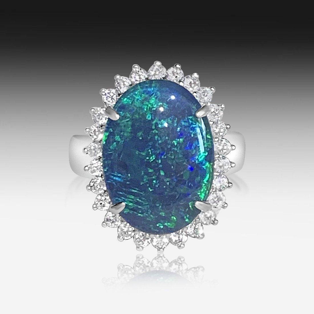 Sterling Silver Opal Triplet cluster ring - Masterpiece Jewellery Opal & Gems Sydney Australia | Online Shop