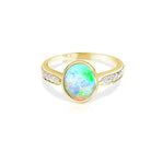 14kt Yellow Gold Opal and Diamond ring - Masterpiece Jewellery Opal & Gems Sydney Australia | Online Shop