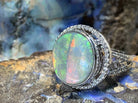 18kt White Gold Black Opal diamond ring - Masterpiece Jewellery Opal & Gems Sydney Australia | Online Shop