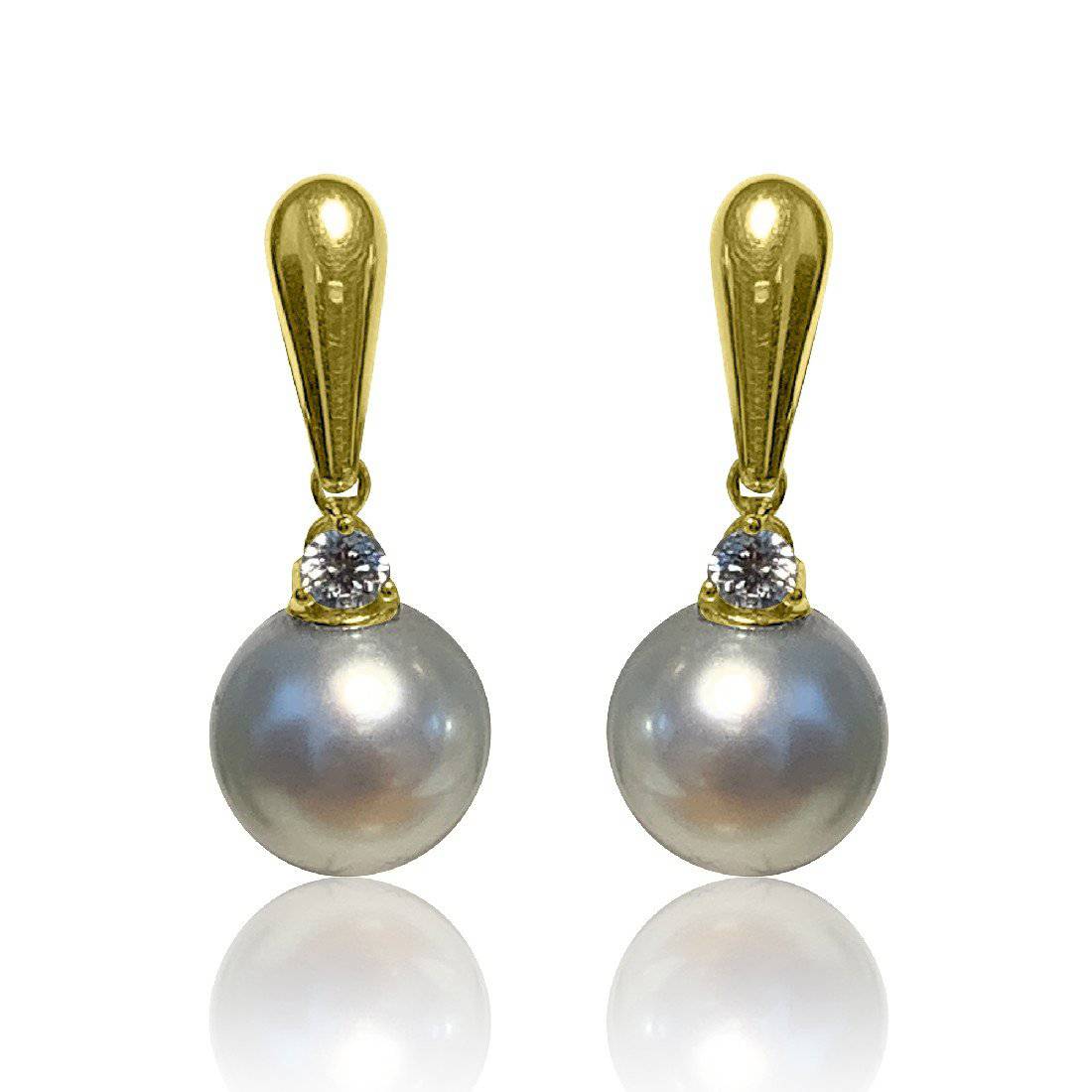 Gold pearl/Opal Earring, top 18k gold plated