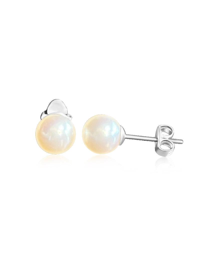 9kt White Gold 7-7.5mm Akoya Pearl studs - Masterpiece Jewellery Opal & Gems Sydney Australia | Online Shop