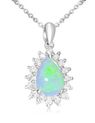 Sterling Silver White Opal pear shape cluster pendant - Masterpiece Jewellery Opal & Gems Sydney Australia | Online Shop