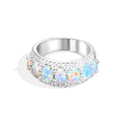 14kt White Gold eternity style Opal and Diamond ring - Masterpiece Jewellery Opal & Gems Sydney Australia | Online Shop