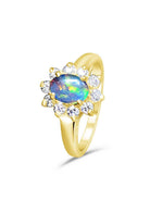 Gold plated Sterling Silver cluster Opal ring - Masterpiece Jewellery Opal & Gems Sydney Australia | Online Shop